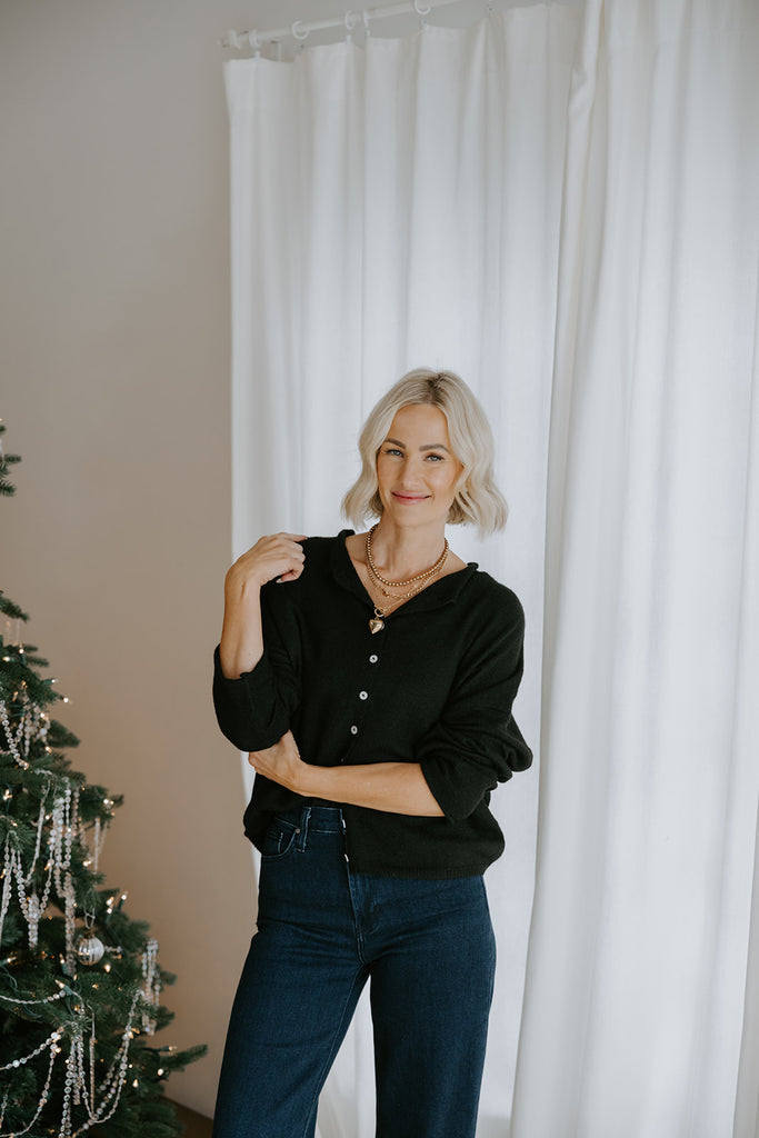Lightweight Button Up Cardigan - Black