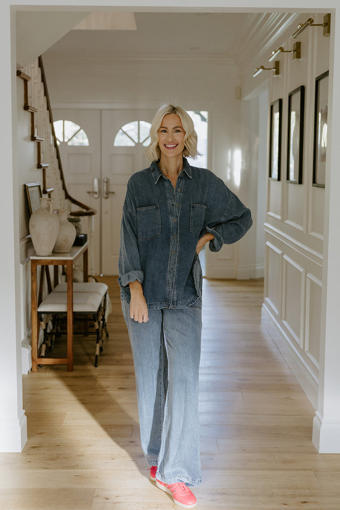Chambray Wide Leg Pant