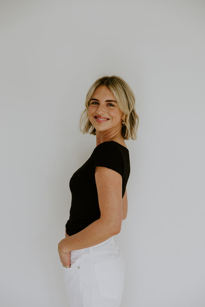 Short Sleeve Fitted Cami - Black