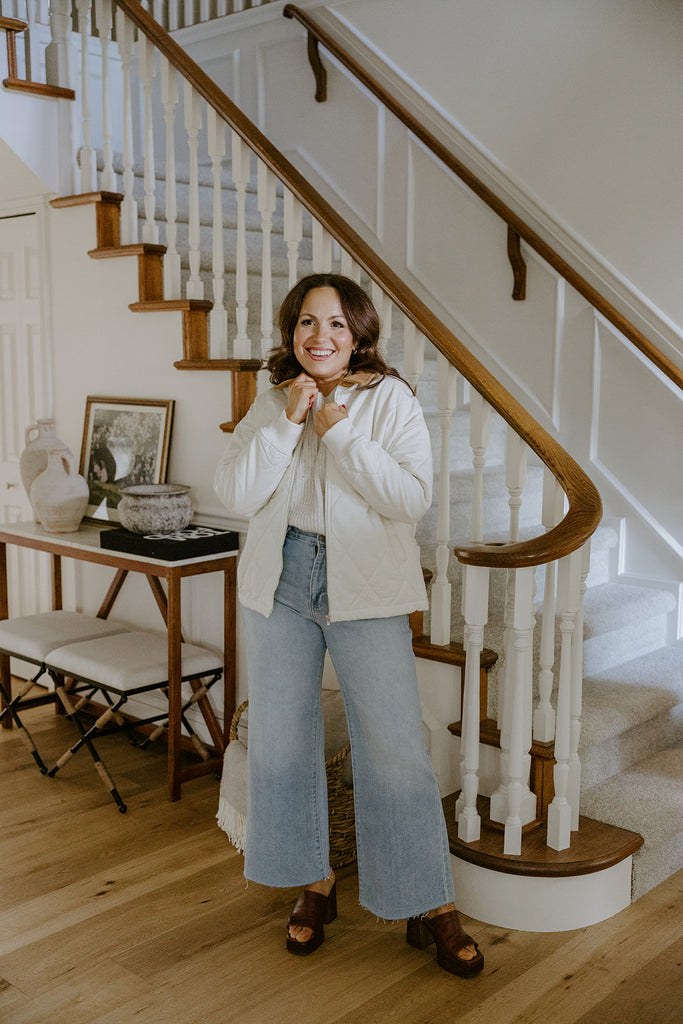 Quilted Jacket With Collar Detail - Ivory