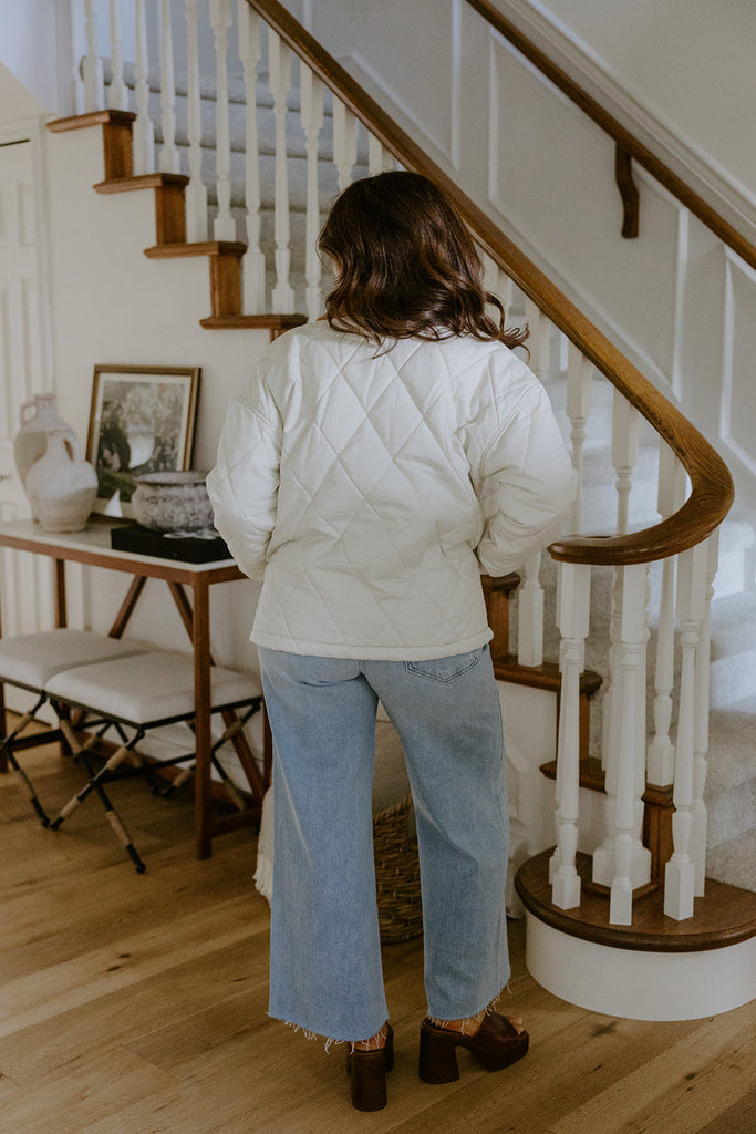 Quilted Jacket With Collar Detail - Ivory