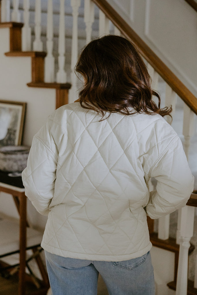 Quilted Jacket With Collar Detail - Ivory