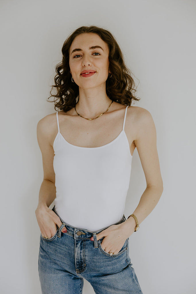 Thin Strap Tank - White