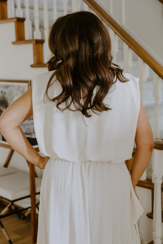 Bubble Top & Flowy Midi Skirt Set - Natural