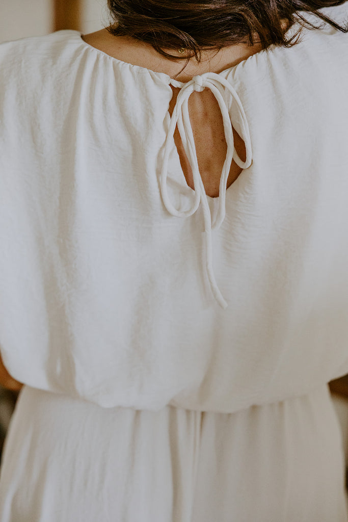 Bubble Top & Flowy Midi Skirt Set - Natural