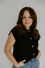 Knit Vest With Cap Sleeve - Black