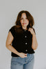 Knit Vest With Cap Sleeve - Black