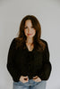 Peplum Front Tie Shirt With Embroidery - Black