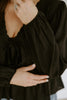 Peplum Front Tie Shirt With Embroidery - Black