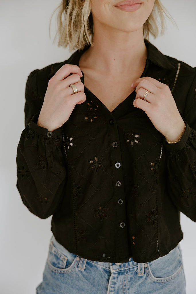 Embroidered Blouse - Black