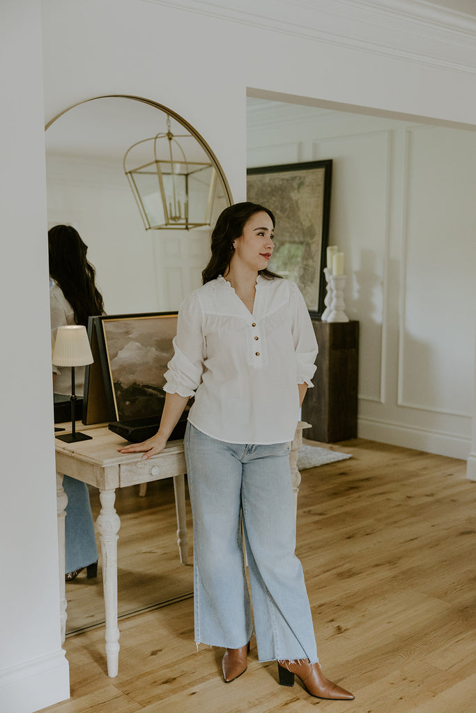White Shirt With Crochet Details