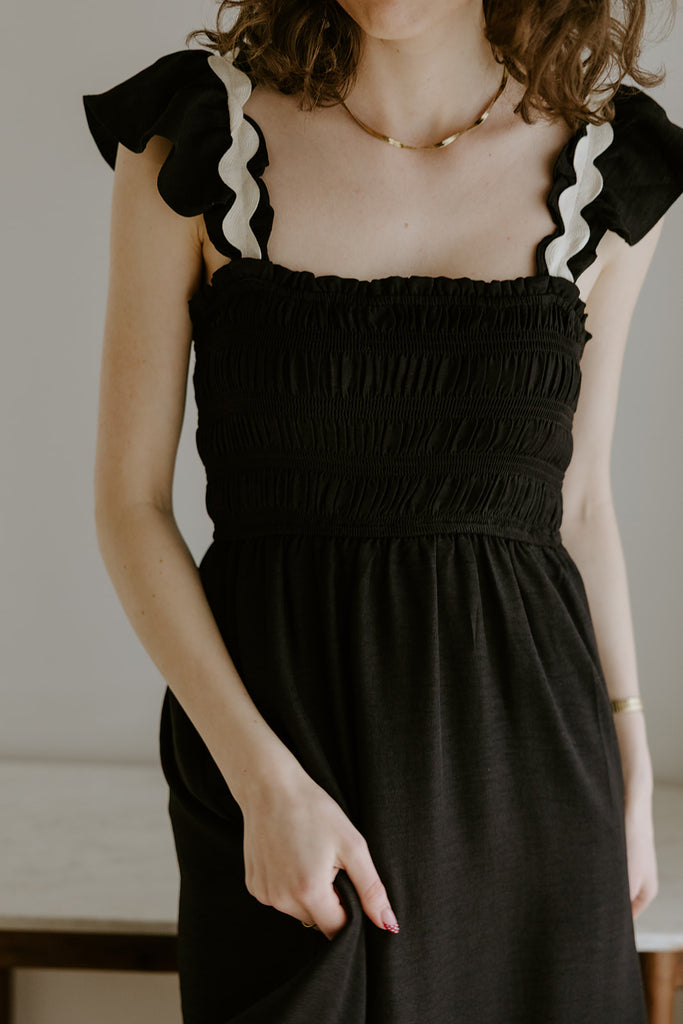 Black Midi With White Piping