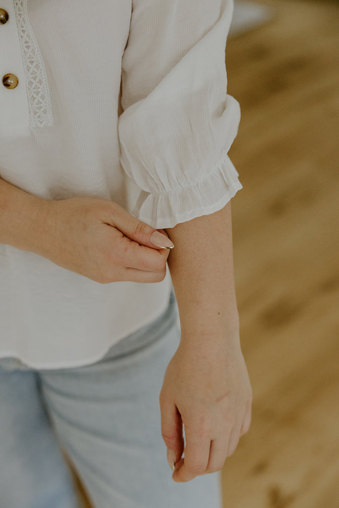 White Shirt With Crochet Details