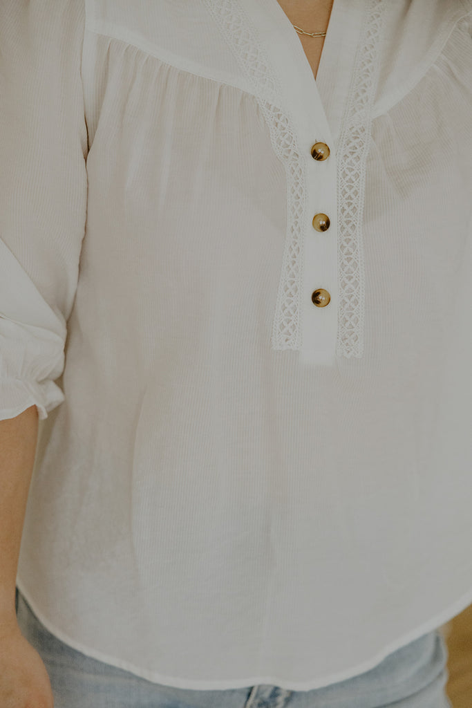 White Shirt With Crochet Details