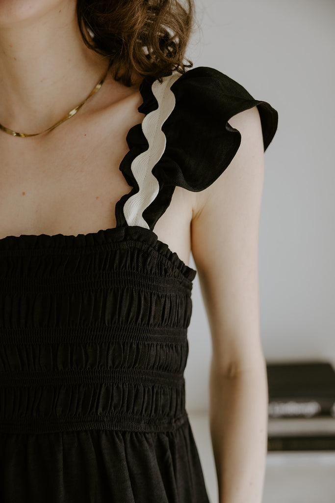 Black Midi With White Piping