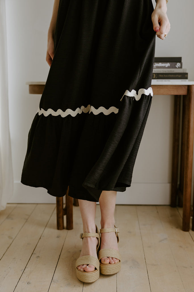 Black Midi With White Piping