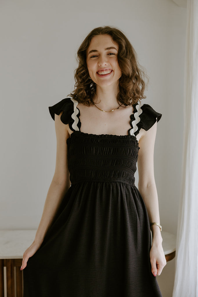 Black Midi With White Piping