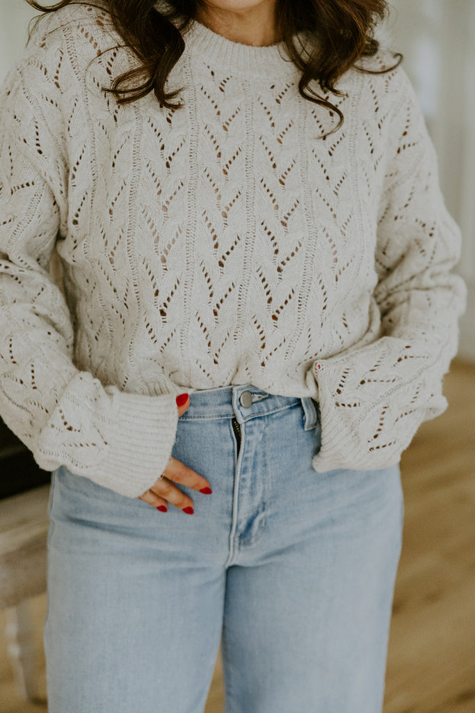 Soft Crochet Knit Sweater - Alpaca