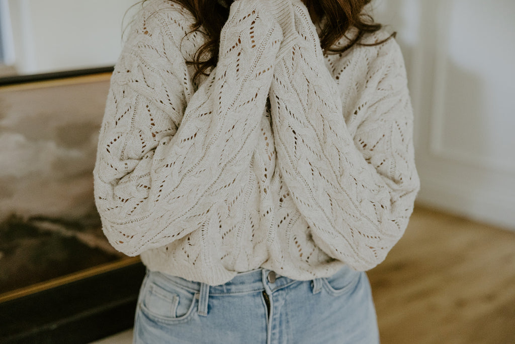 Soft Crochet Knit Sweater - Alpaca