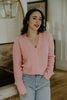 Button Up Cable Knit Cardigan - Pink