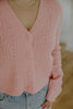 Button Up Cable Knit Cardigan - Pink