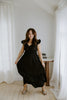 Flutter Sleeve Black Midi Dress