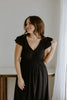 Flutter Sleeve Black Midi Dress