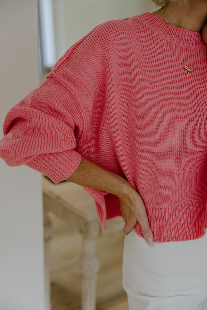 Exposed Seam Sweater - Pink