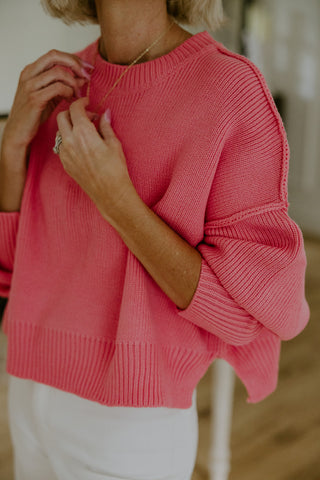 Exposed Seam Sweater - Red