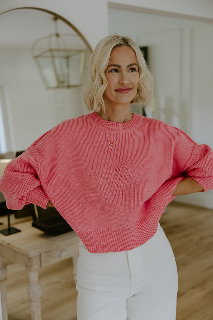 Exposed Seam Sweater - Pink
