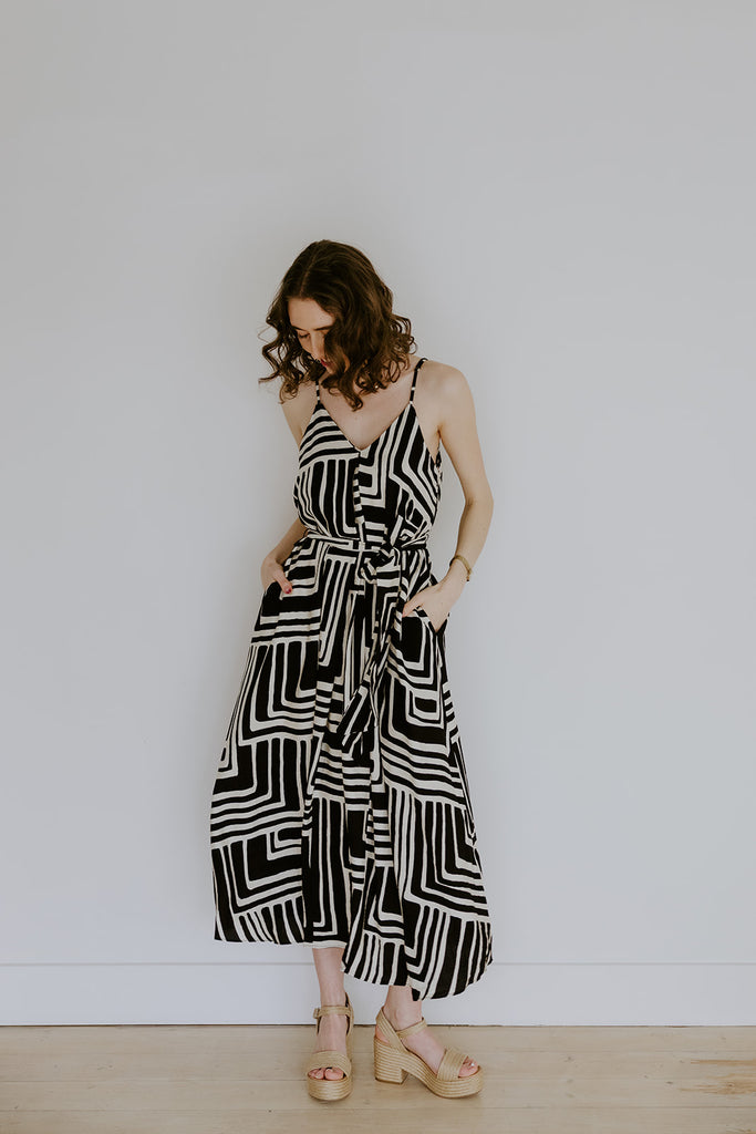 Black And White Pattern Maxi Dress