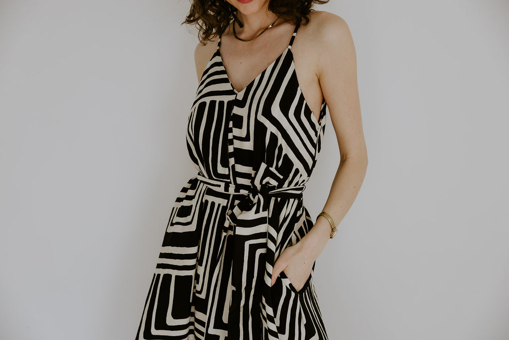 Black And White Pattern Maxi Dress