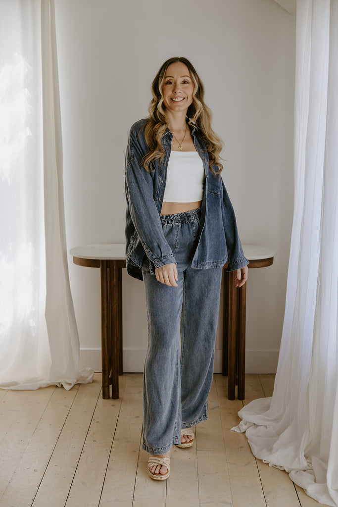 Chambray/Tencel Button Up Shirt