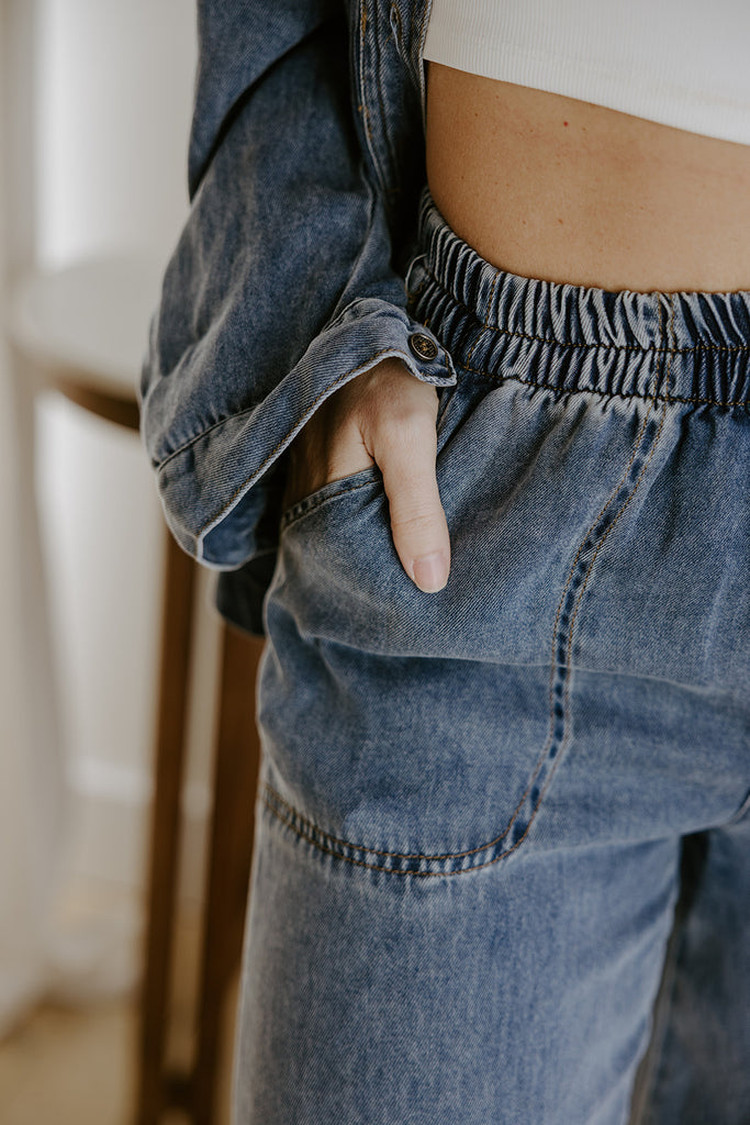 Chambray/Tencel Wide Leg Pant