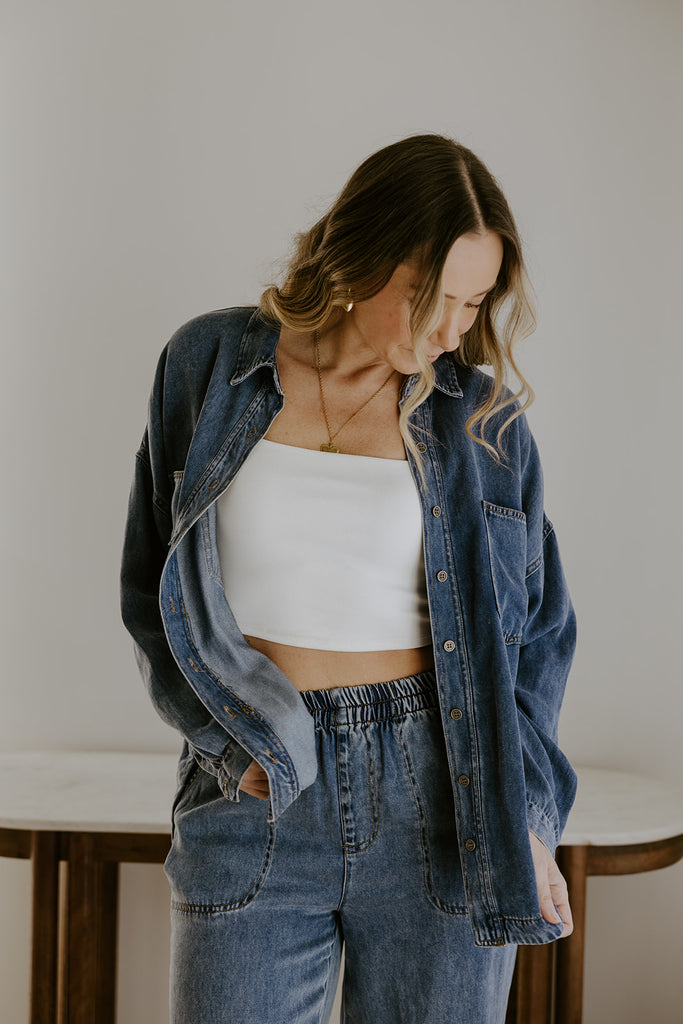 Chambray/Tencel Button Up Shirt