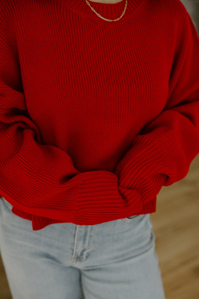Exposed Seam Sweater - Red