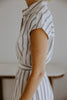 Striped Midi Linen Dress - Blue