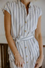 Striped Midi Linen Dress - Blue