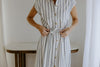 Striped Midi Linen Dress - Blue