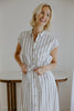 Striped Midi Linen Dress - Blue