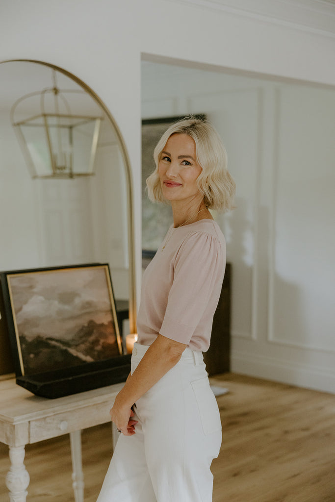 Short Puff Sleeve Sweater - Blush