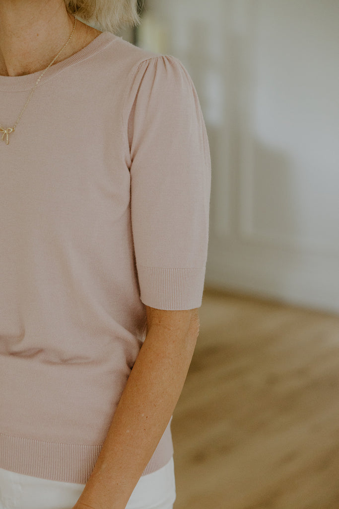 Short Puff Sleeve Sweater - Blush