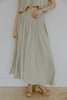 Bubble Top & Flowy Midi Skirt Set - Olive