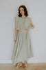 Bubble Top & Flowy Midi Skirt Set - Olive