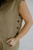 Linen Side Button Up Top & Pant Set - Olive