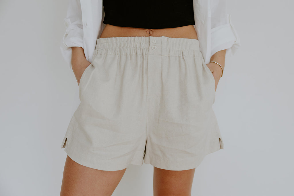 Boxer Style Linen Short - Oat