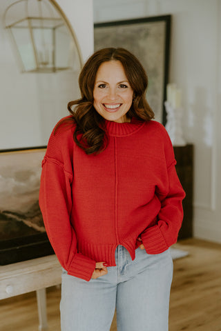 Exposed Seam Sweater - Red