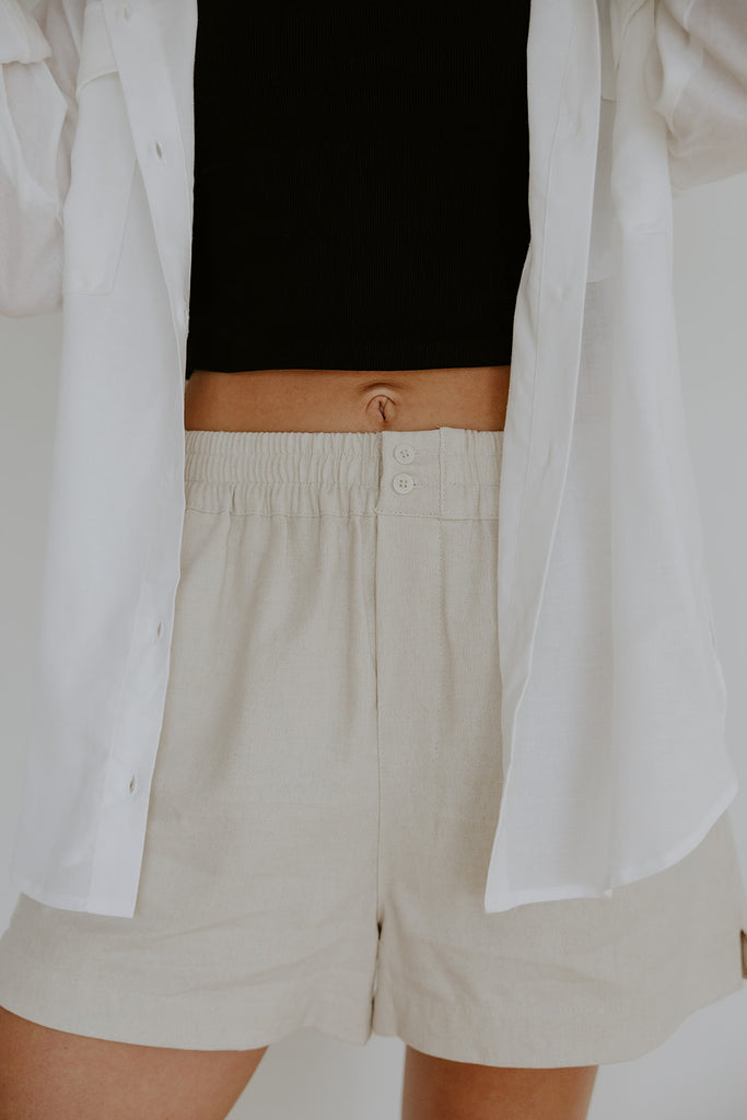 Boxer Style Linen Short - Oat