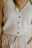 Knit Front Button Vest - Off White
