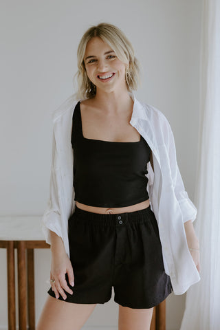 Knit Button Down Vest - Black